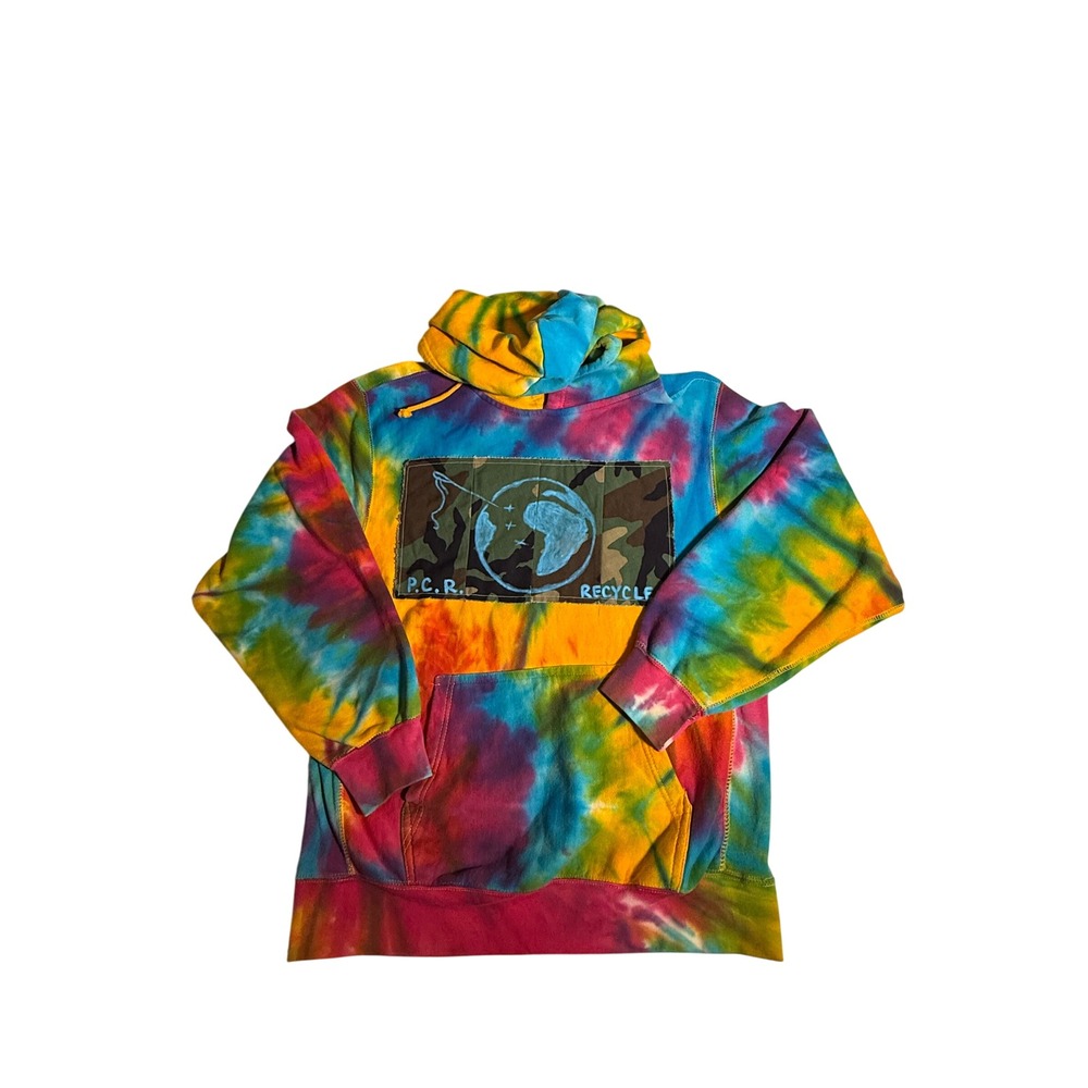 MV Sport Pro-Weave Tie Dye Hoodie Medium PCR Recycle Camo Patch Streetwear